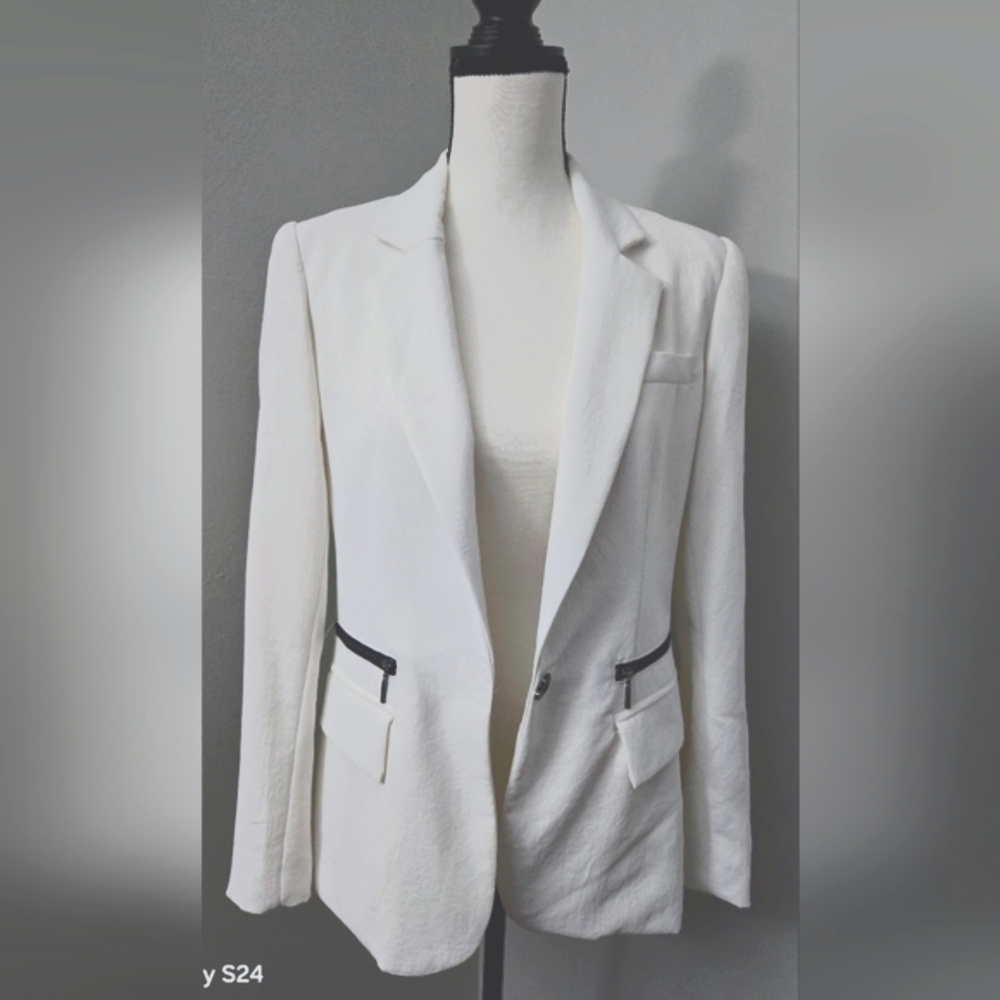 Nanette Lepore White Blazer with Black Trim